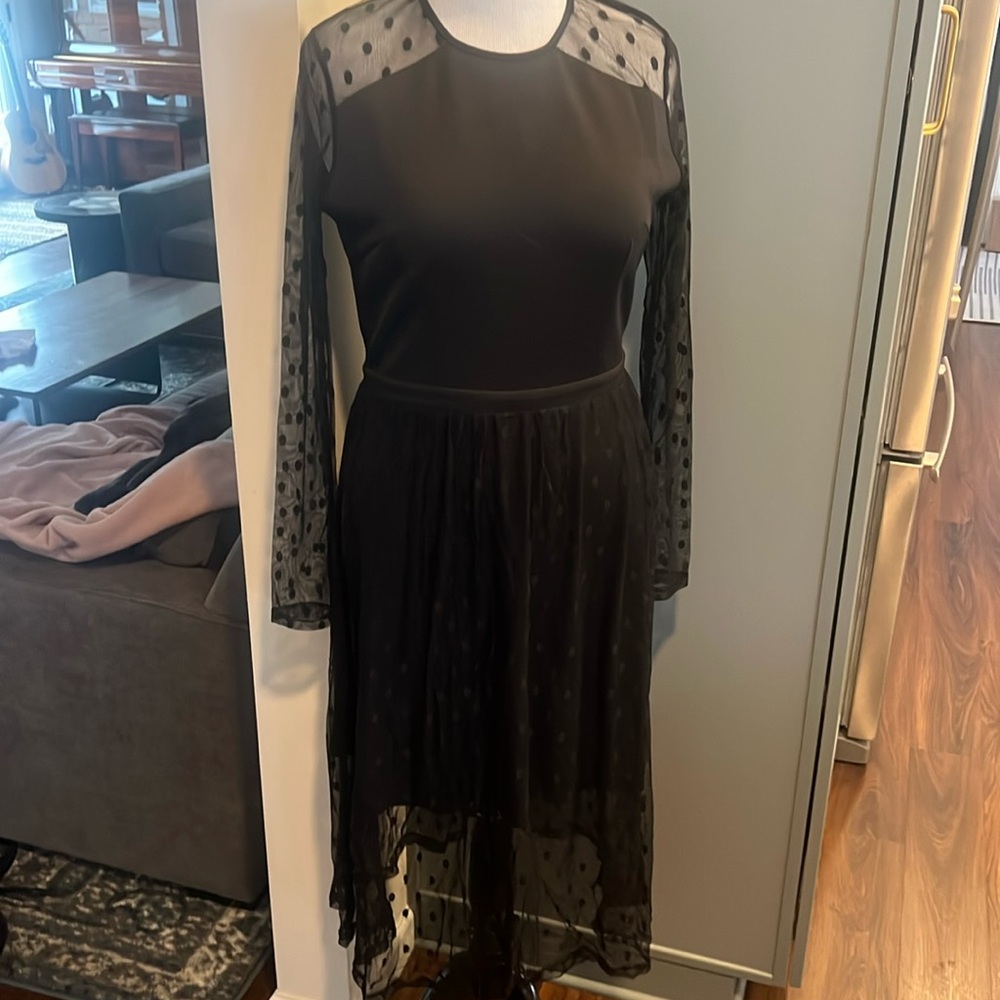Swiss dot black dress